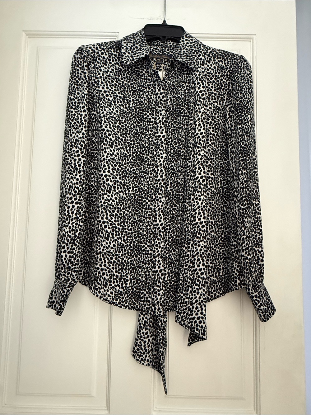 Brooks Brothers Leopard Tie-Front Button-Down Shirt with matching midi skirt